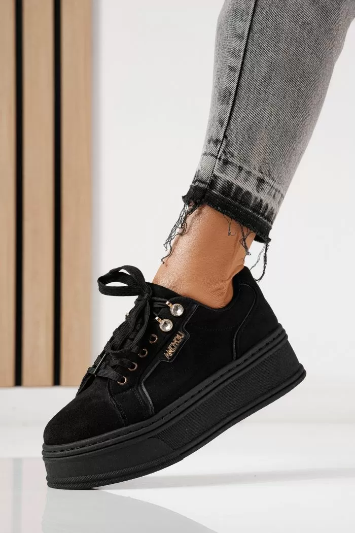 Adidasi dama negri din piele ecologica intoarsa Crina #24069