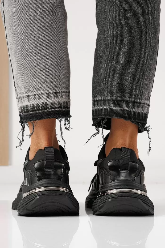 Adidasi dama negri din piele ecologica Denisa #24073