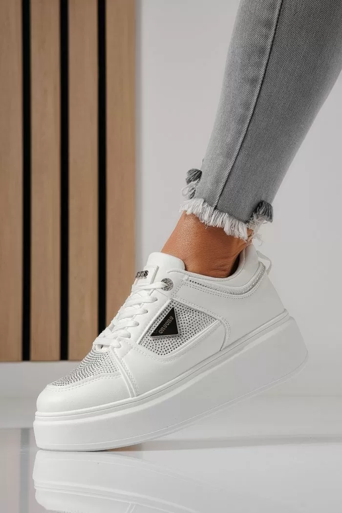 Adidasi dama albi din piele ecologica Delia #24079