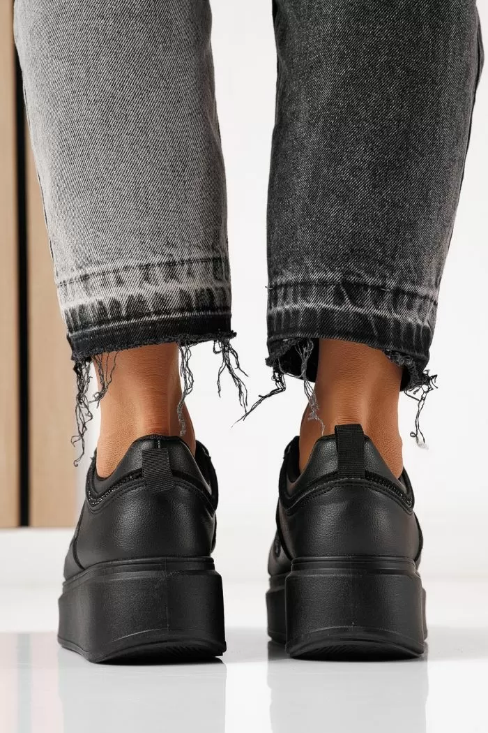 Adidasi dama negri din piele ecologica Delia #24080