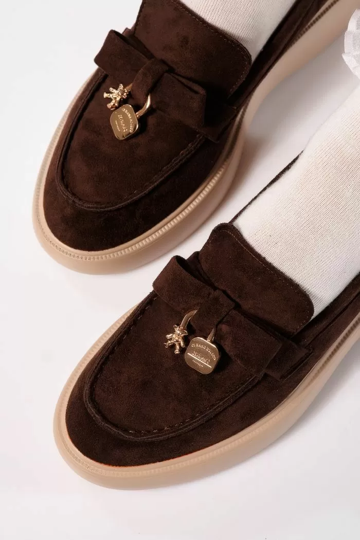 Pantofi casual dama maro din piele ecologica intoarsa Enisse #24086