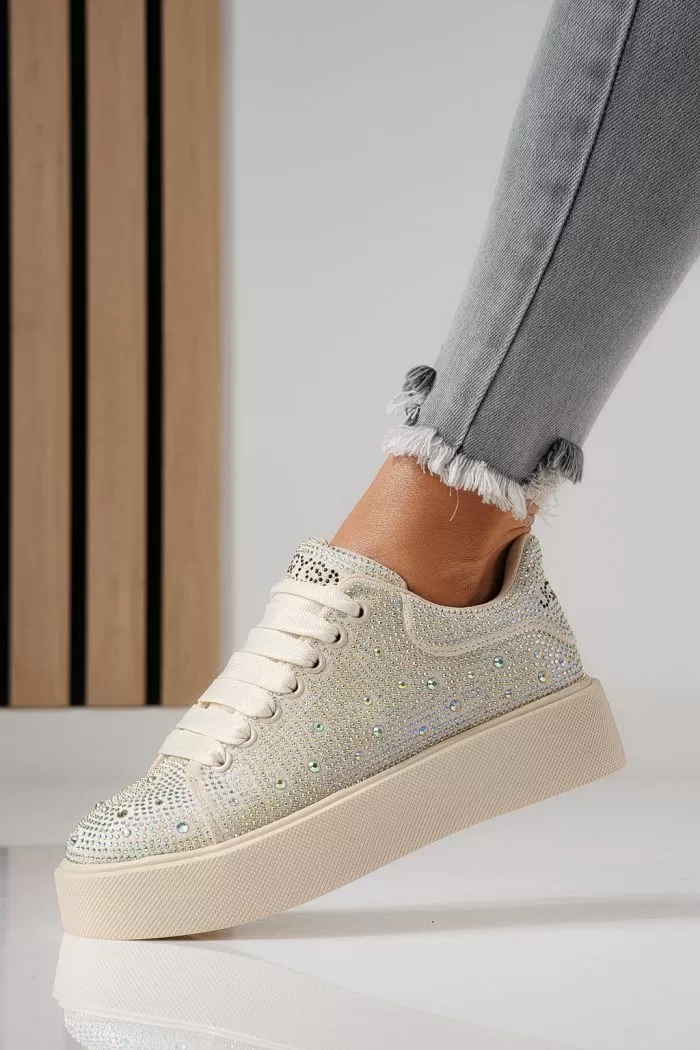 Adidasi dama bej din material textil Ellania #24091