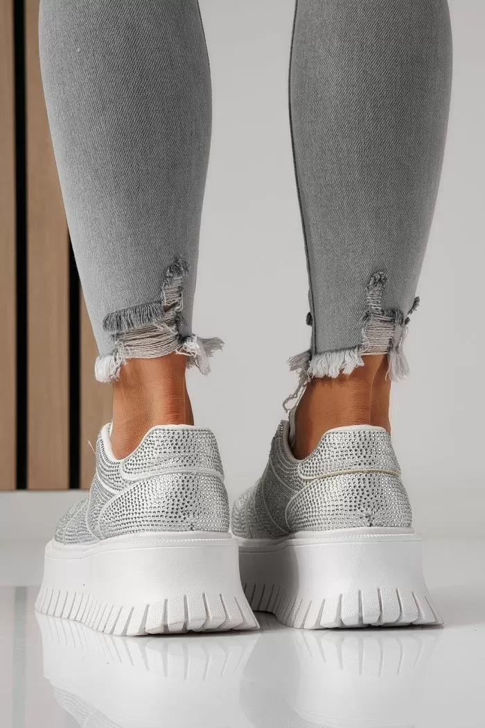 Adidasi dama albi din material textil Ellania #24093