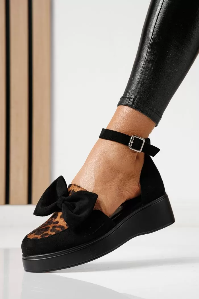 Pantofi casual dama leopard din piele ecologica intoarsa Ella #24094