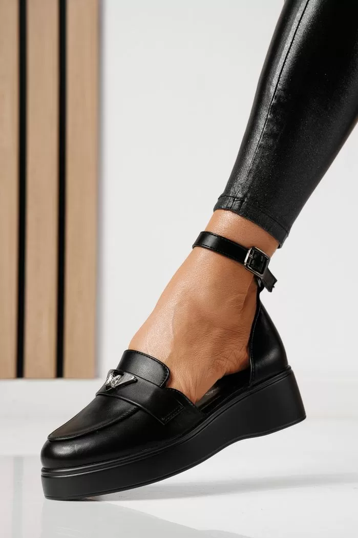 Pantofi casual dama negri din piele ecologica Evelina #24095