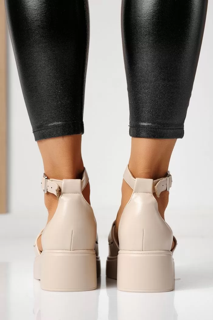 Pantofi casual dama bej din piele ecologica Evelina #24096