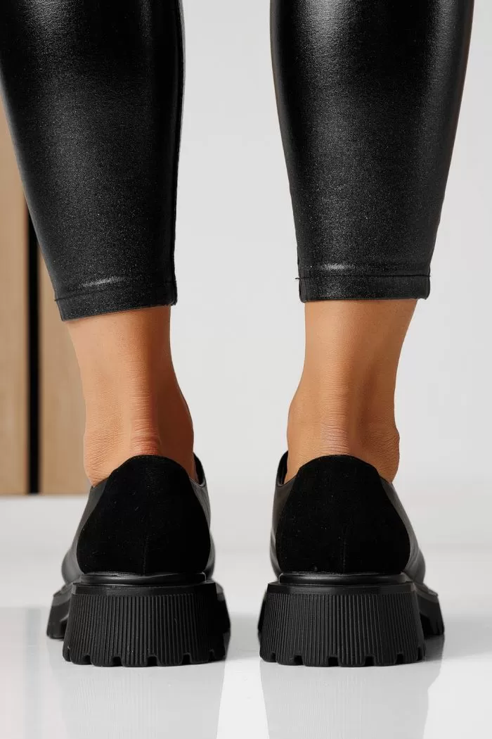 Pantofi casual dama negri din piele ecologica Elisa #24098