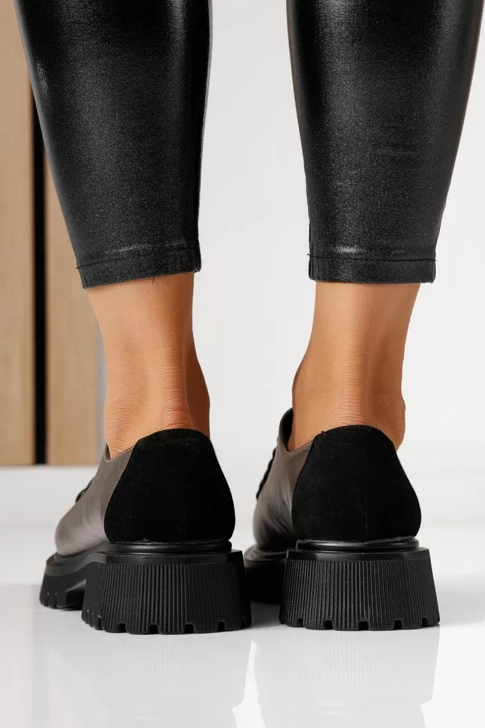 Pantofi casual dama gri din piele ecologica Elisa #24099