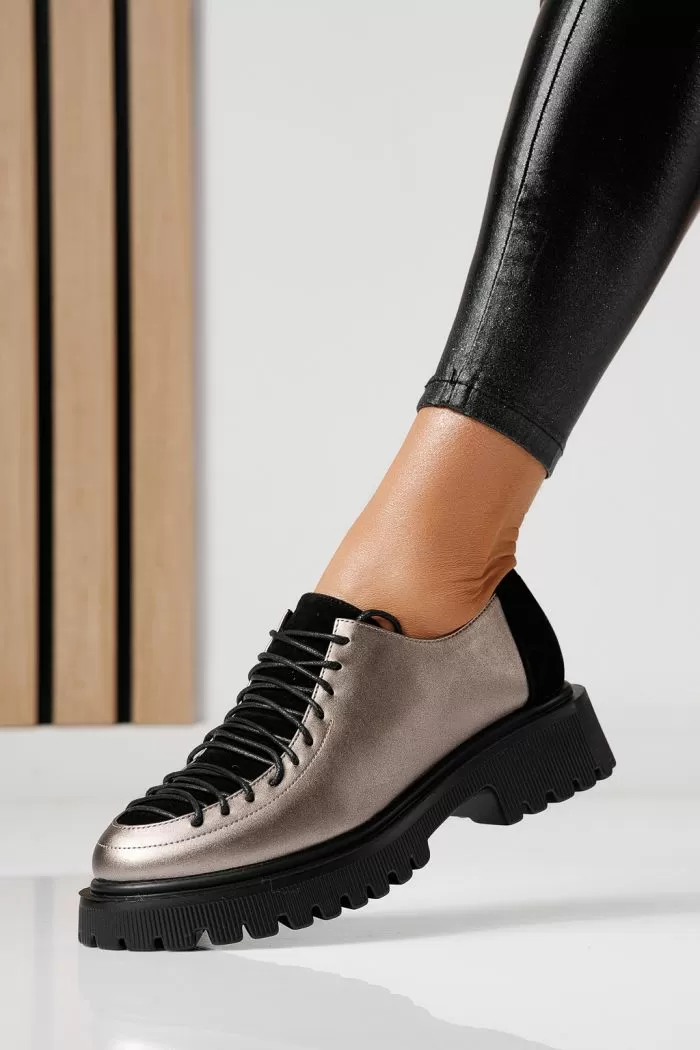 Pantofi casual dama gri din piele ecologica Elisa #24099