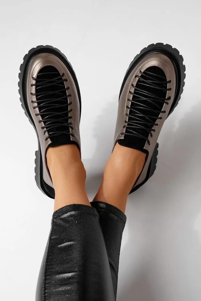 Pantofi casual dama gri din piele ecologica Florentina #24101