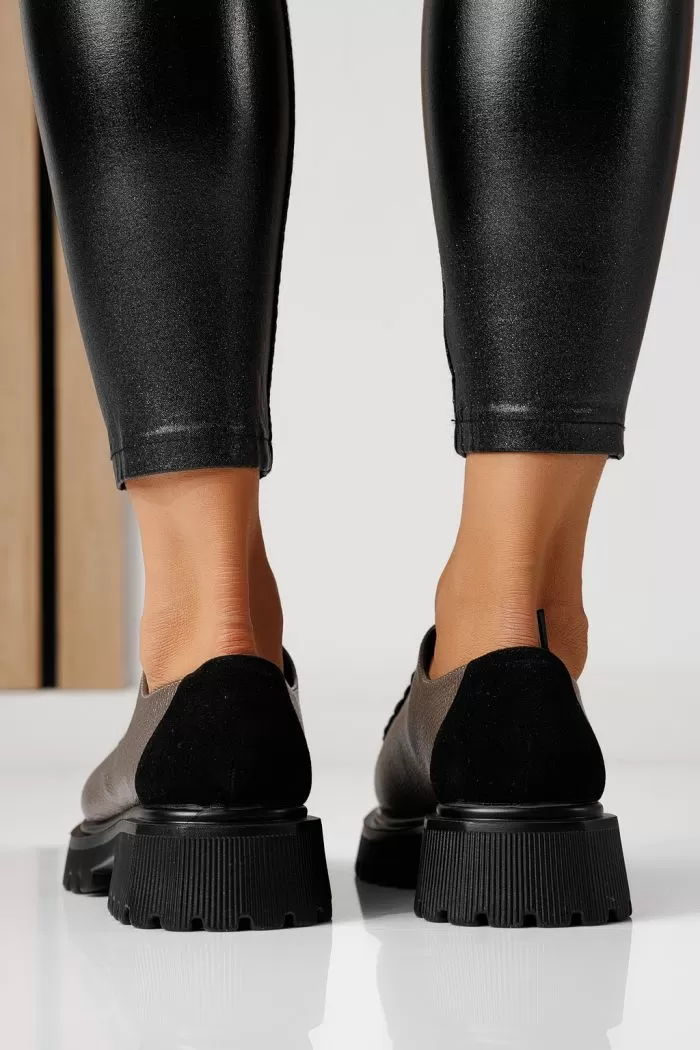 Pantofi casual dama gri din piele ecologica Florentina #24101