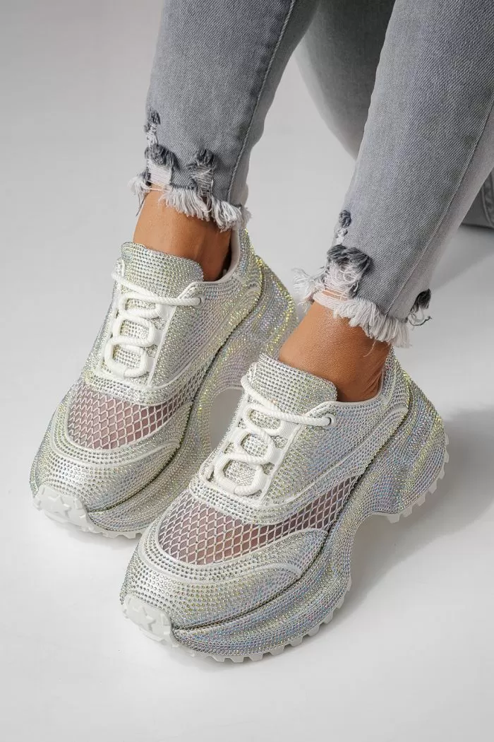 Adidasi dama albi din piele ecologica intoarsa Gabriela #24104