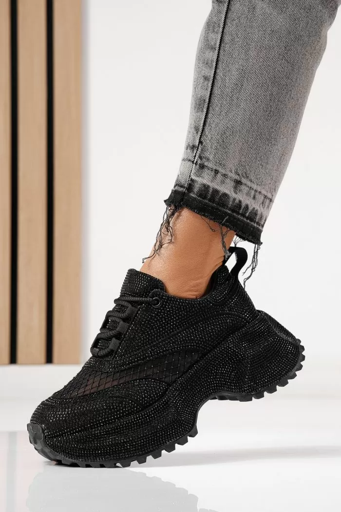 Adidasi dama negri din piele ecologica intoarsa Gabriela #24105