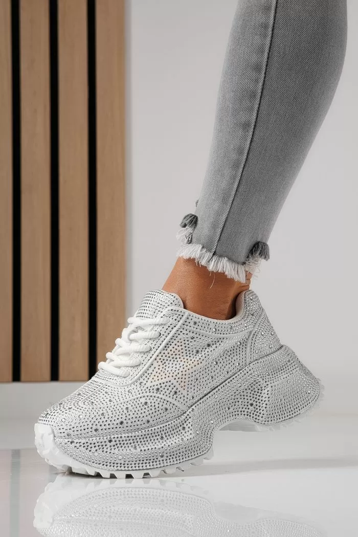 Adidasi dama albi din piele ecologica intoarsa Iulia #24108