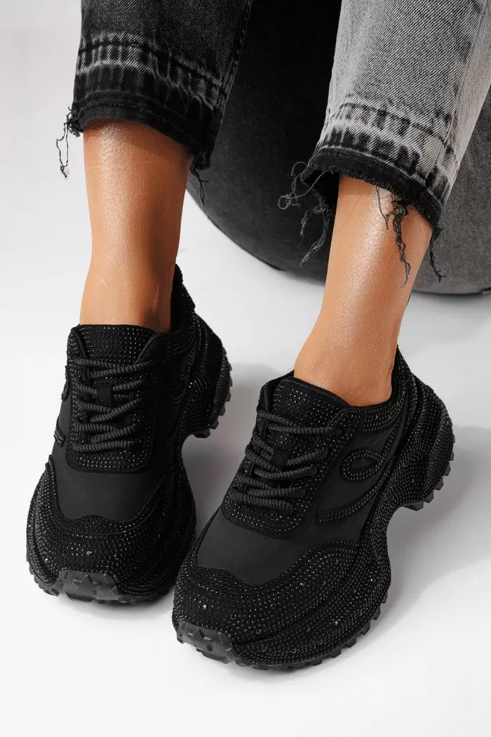 Adidasi dama negri din piele ecologica intoarsa Ioana #24110