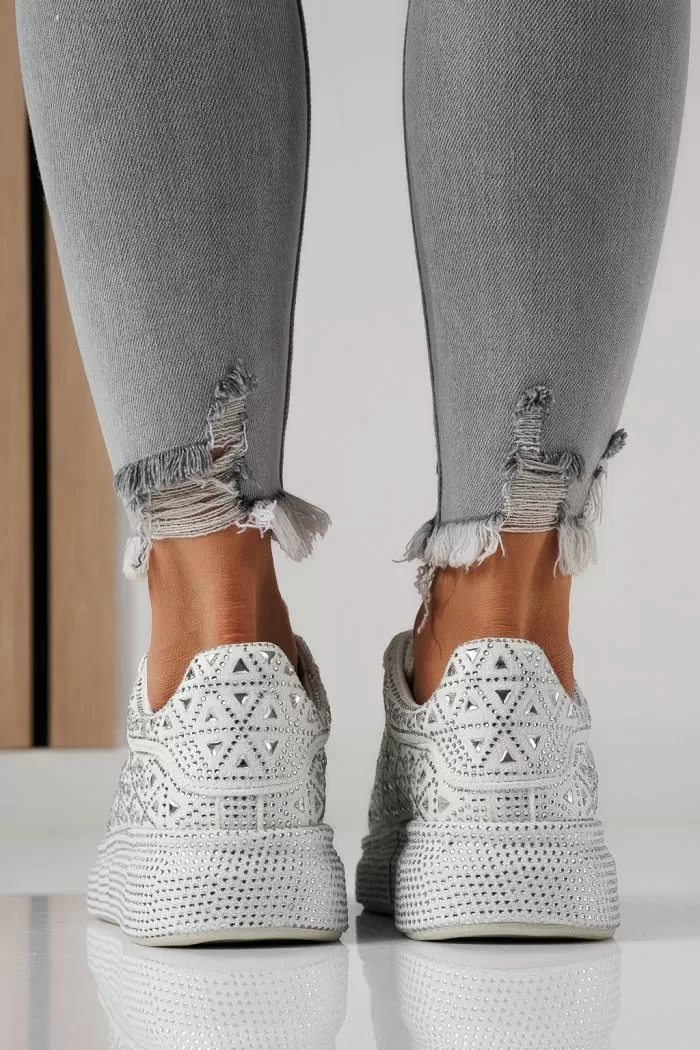 Adidasi dama albi din piele ecologica intoarsa Iris #24115