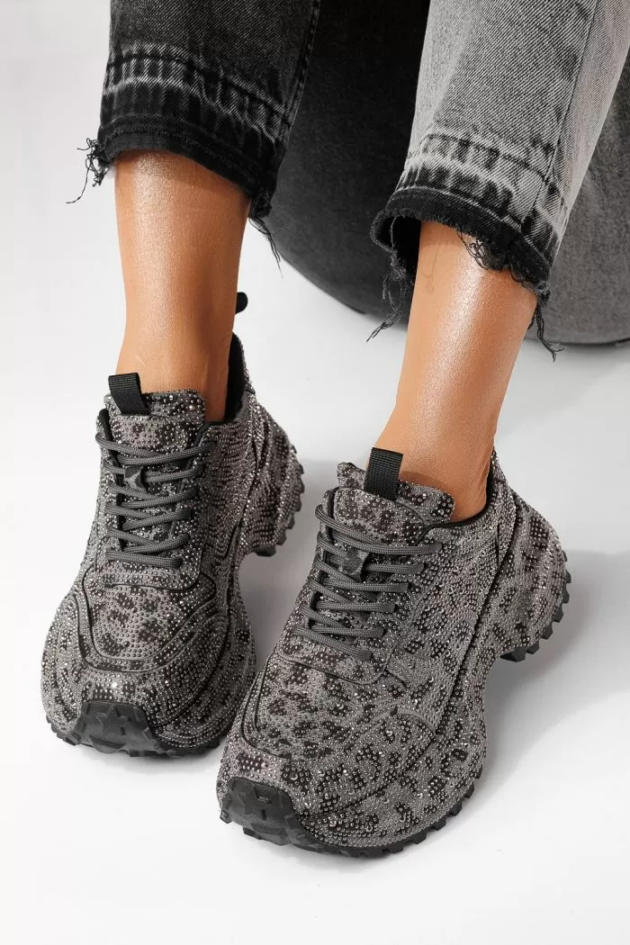 Adidasi dama negri din piele ecologica intoarsa Izabela #24118