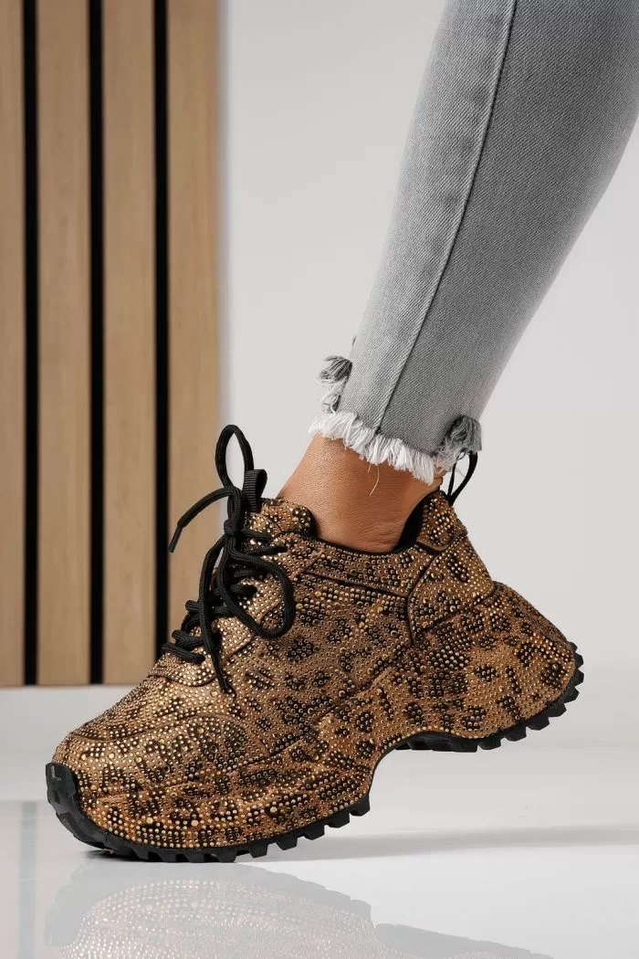 Adidasi dama leopard din piele ecologica intoarsa Izabela #24119