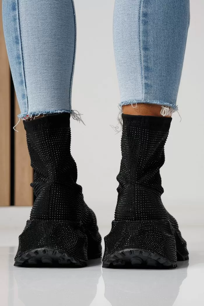 Adidasi dama negri din material textil Ines #24120