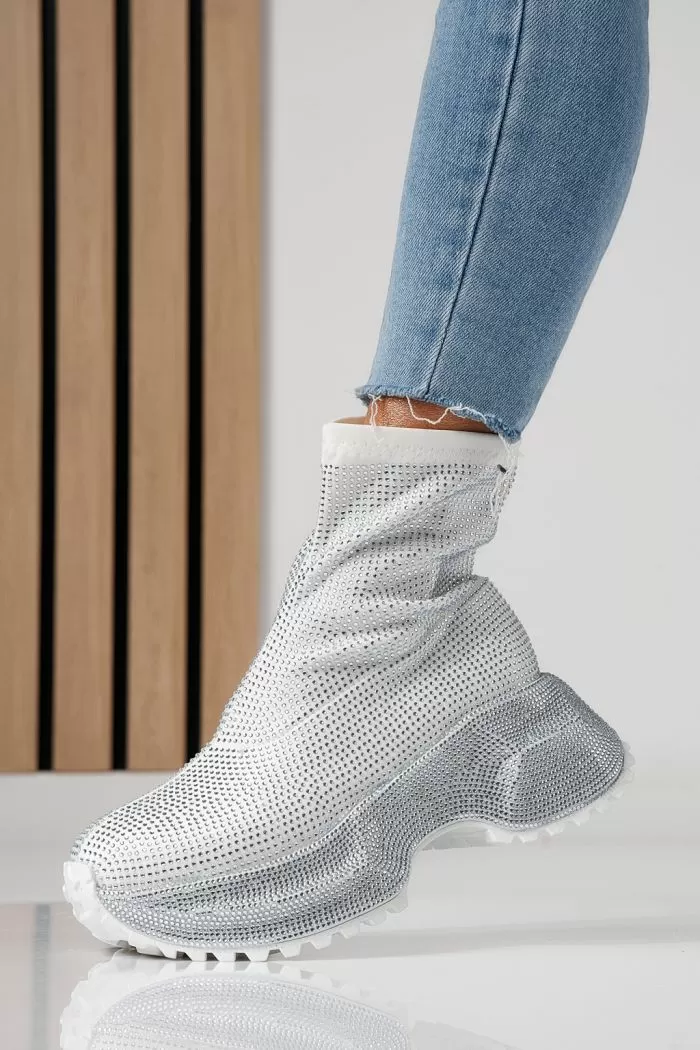 Adidasi dama albi din material textil Ines #24122