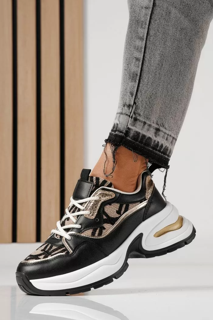 Adidasi dama negri din piele ecologica Karla #24134