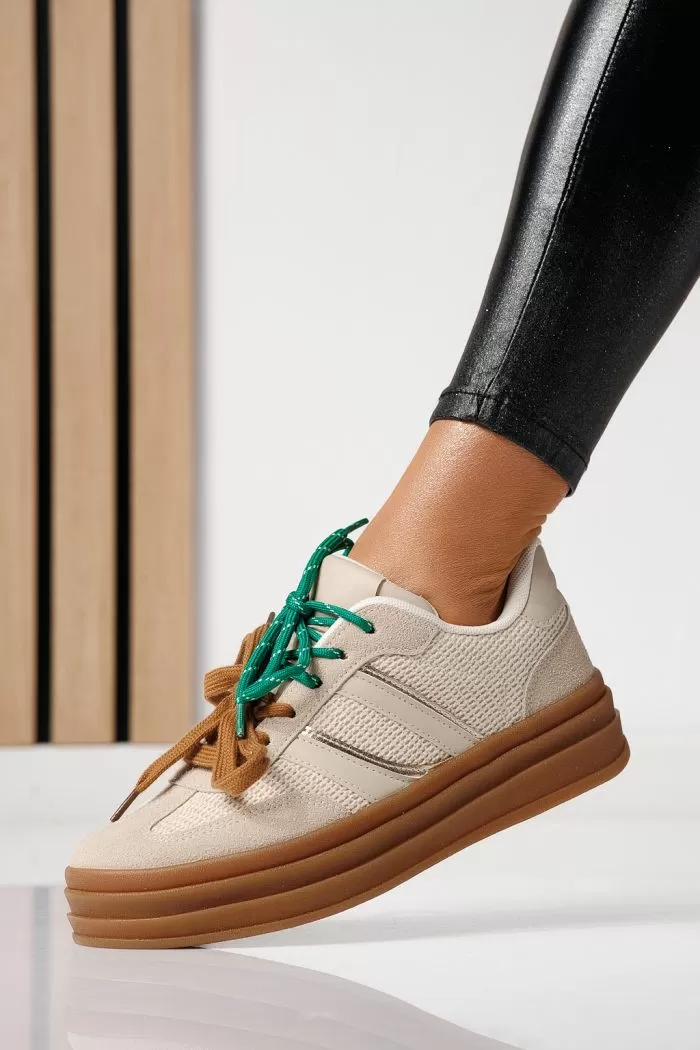 Adidasi dama bej din piele ecologica intoarsa Karina #24135