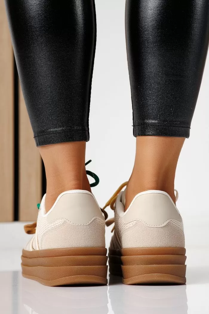 Adidasi dama bej din piele ecologica intoarsa Karina #24135