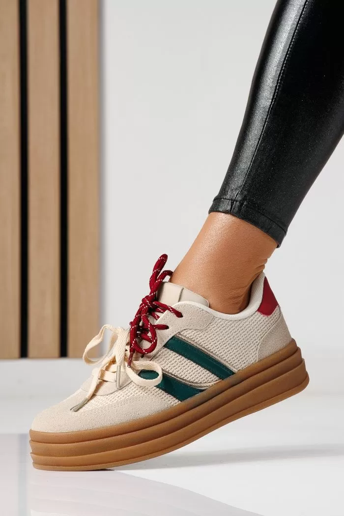 Adidasi dama rosii din piele ecologica intoarsa Karina #24137