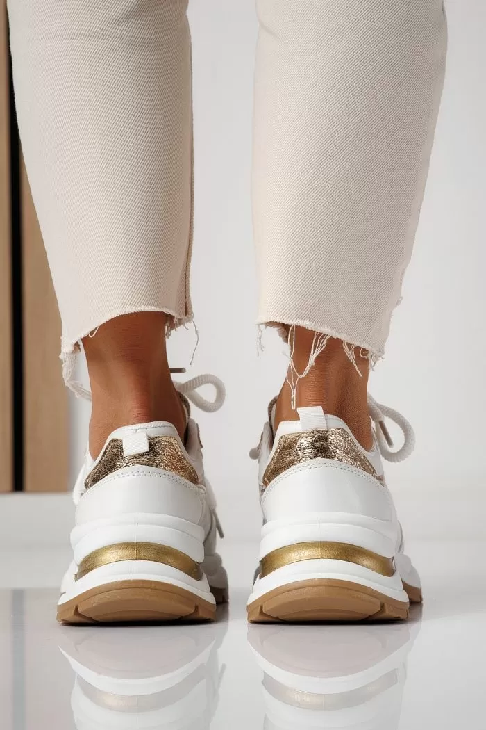 Adidasi dama albi din piele ecologica Karla #24138