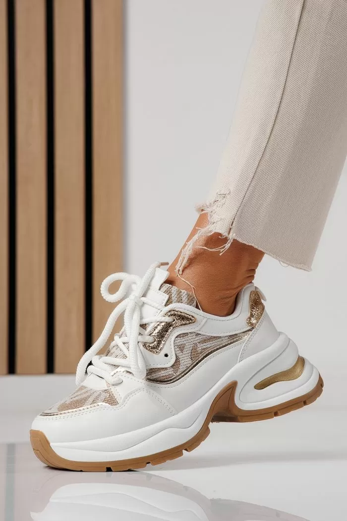 Adidasi dama albi din piele ecologica Karla #24138