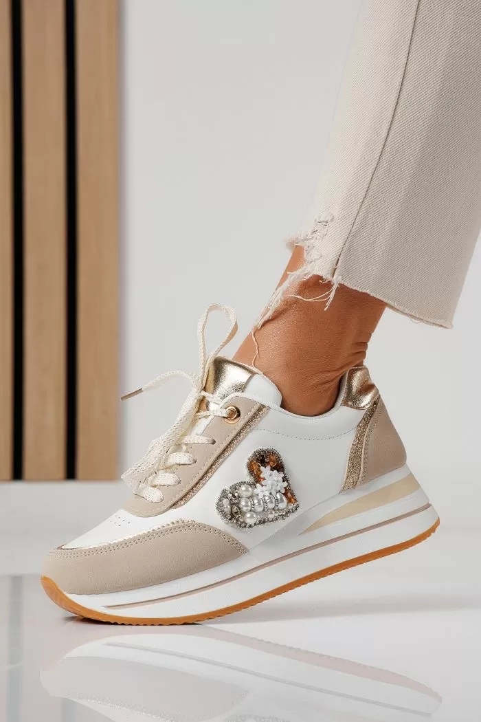 Adidasi dama bej din piele ecologica Kayla #24140