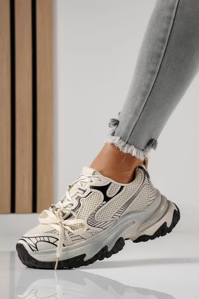 Adidasi dama bej din material textil Laura #24143