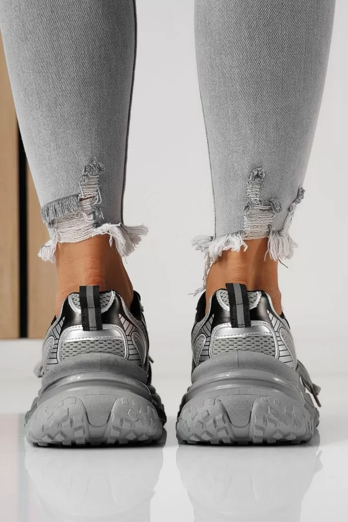 Adidasi dama gri din material textil Laura #24144