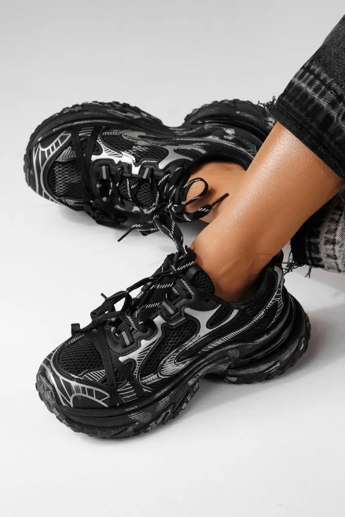 Adidasi dama negri din material textil Laura #24145