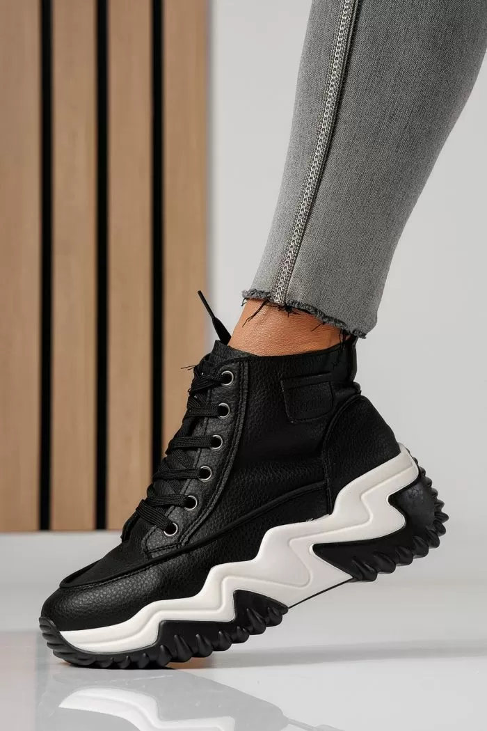 Adidasi dama negri din piele ecologica Lea #24151