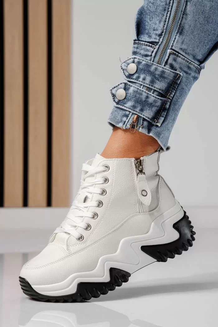 Adidasi dama albi din piele ecologica Layla #24155