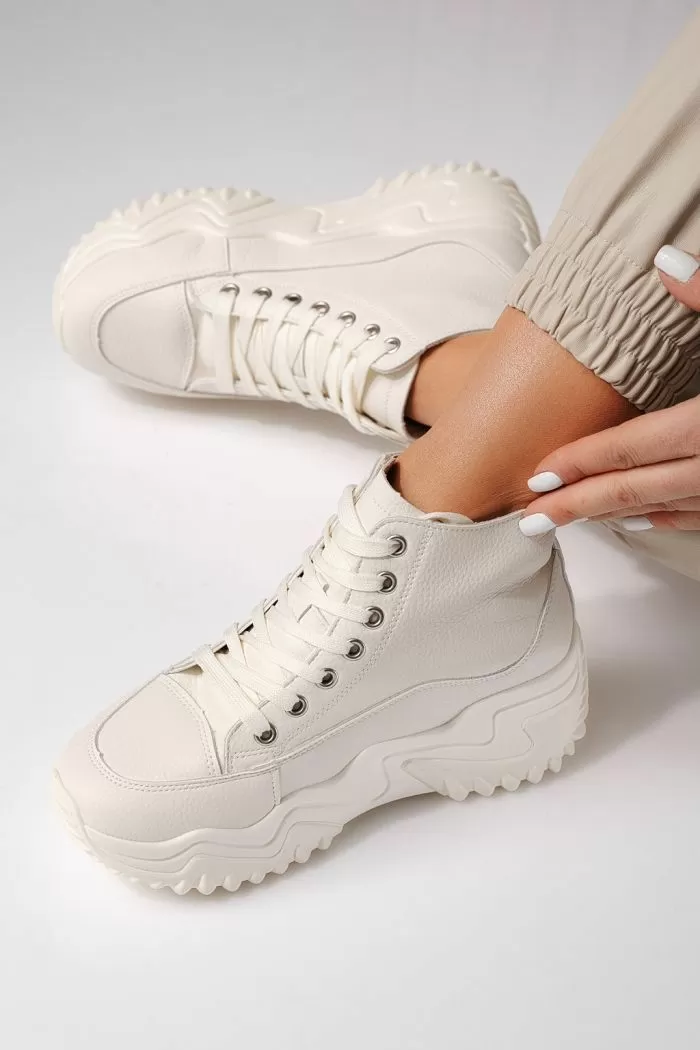 Adidasi dama bej din piele ecologica Layla #24156