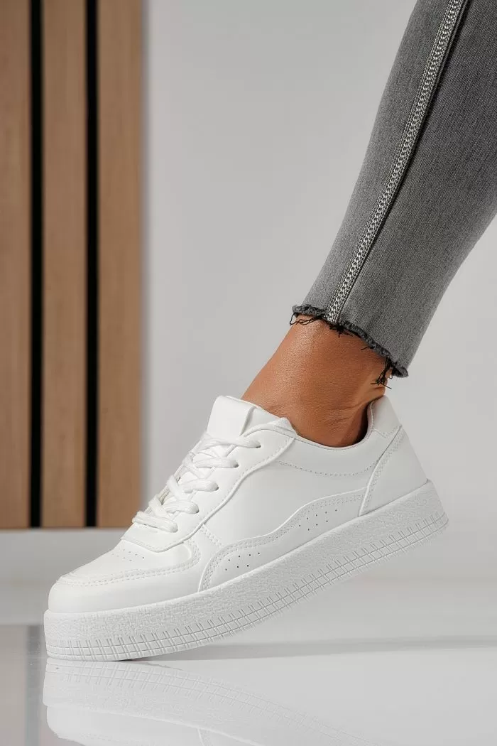 Adidasi dama albi din piele ecologica Nadia #24162