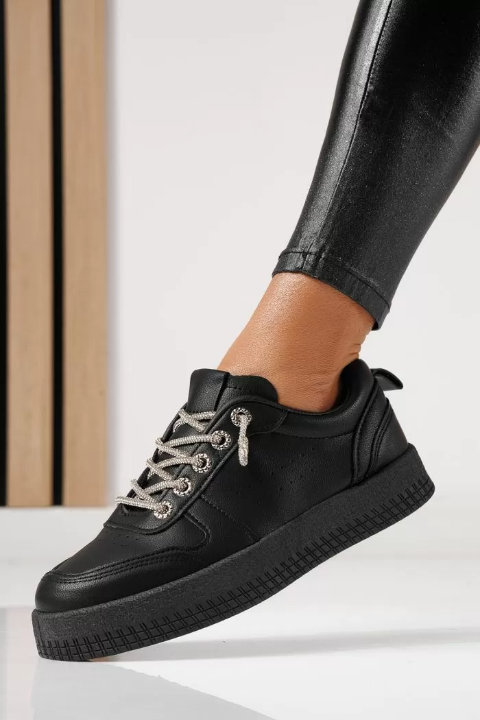 Adidasi dama negri din piele ecologica Nicole #24165