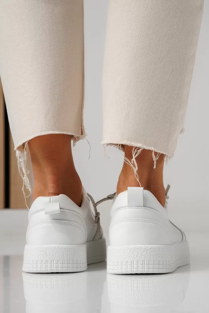 Adidasi dama albi din piele ecologica Nicole #24166