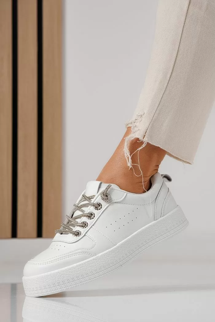 Adidasi dama albi din piele ecologica Nicole #24166