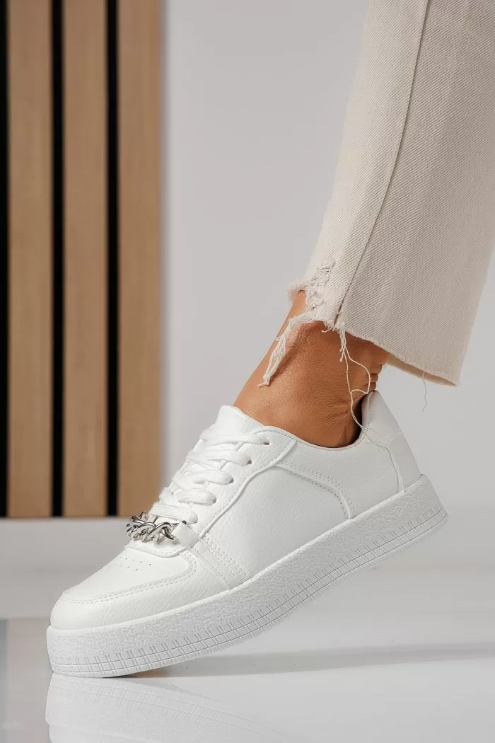 Adidasi dama albi din piele ecologica Olivia #24170