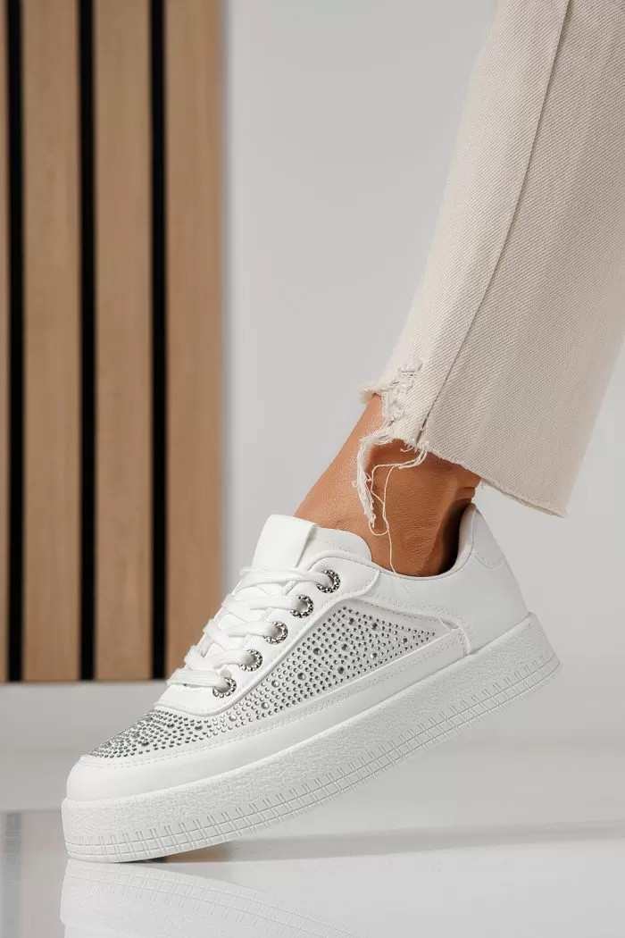 Adidasi dama albi din piele ecologica Rania #24176