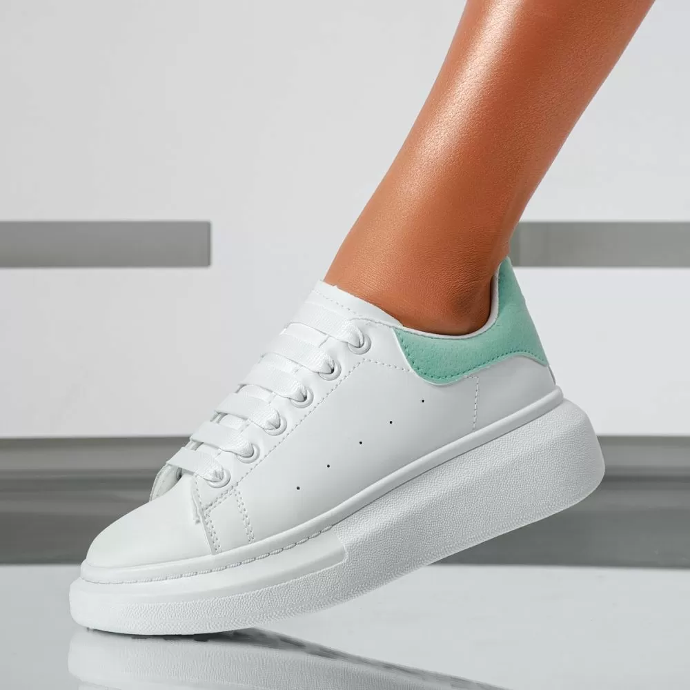 Adidasi dama albi din piele ecologica Raya #24178