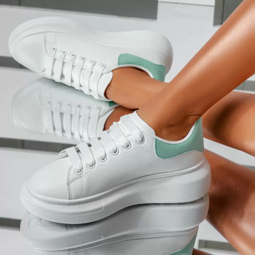 Adidasi dama albi din piele ecologica Raya #24178