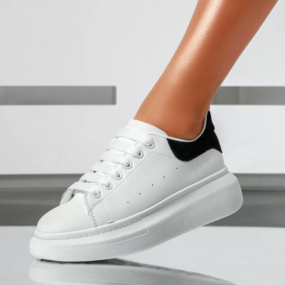 Adidasi dama albi din piele ecologica Raya #24180