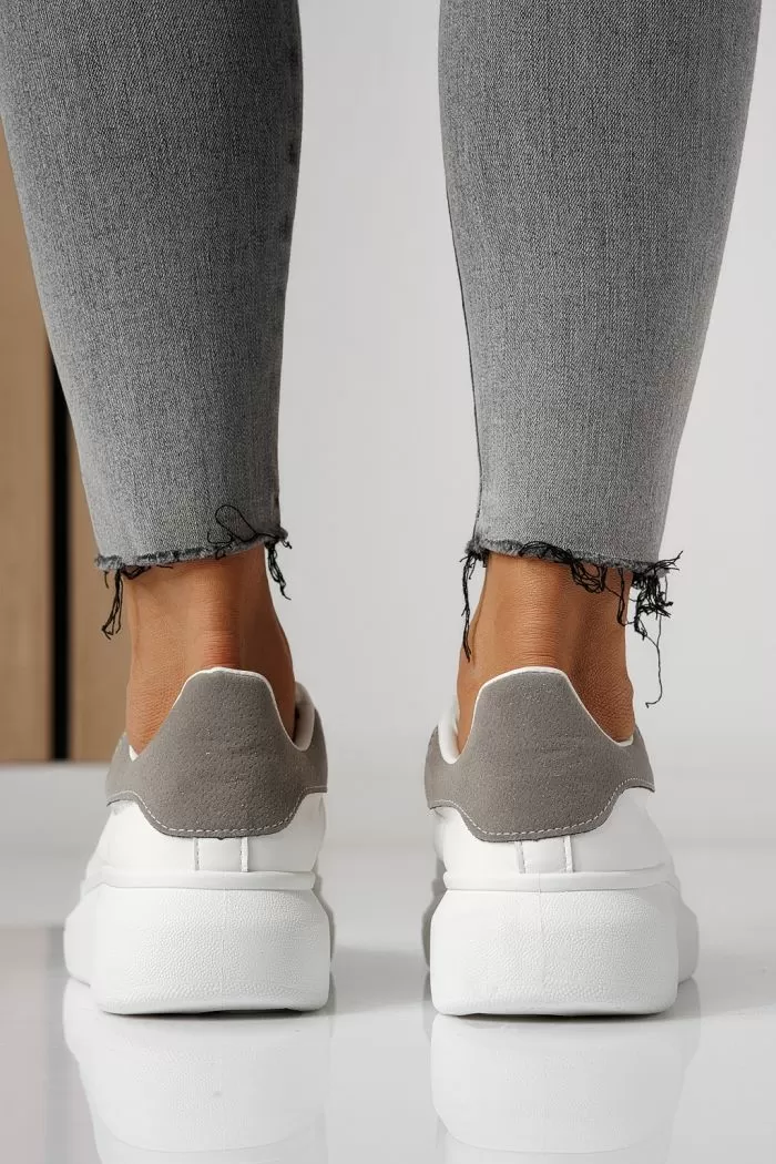 Adidasi dama albi din piele ecologica Raya #24181