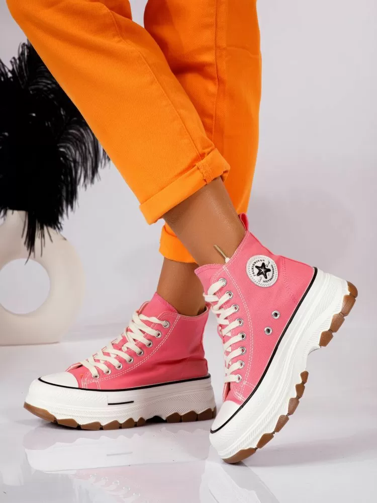 Adidasi dama roz din material textil Seline #24183