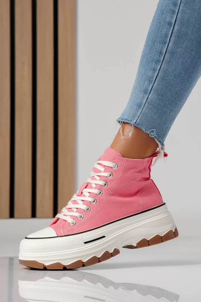 Adidasi dama roz din material textil Seline #24183