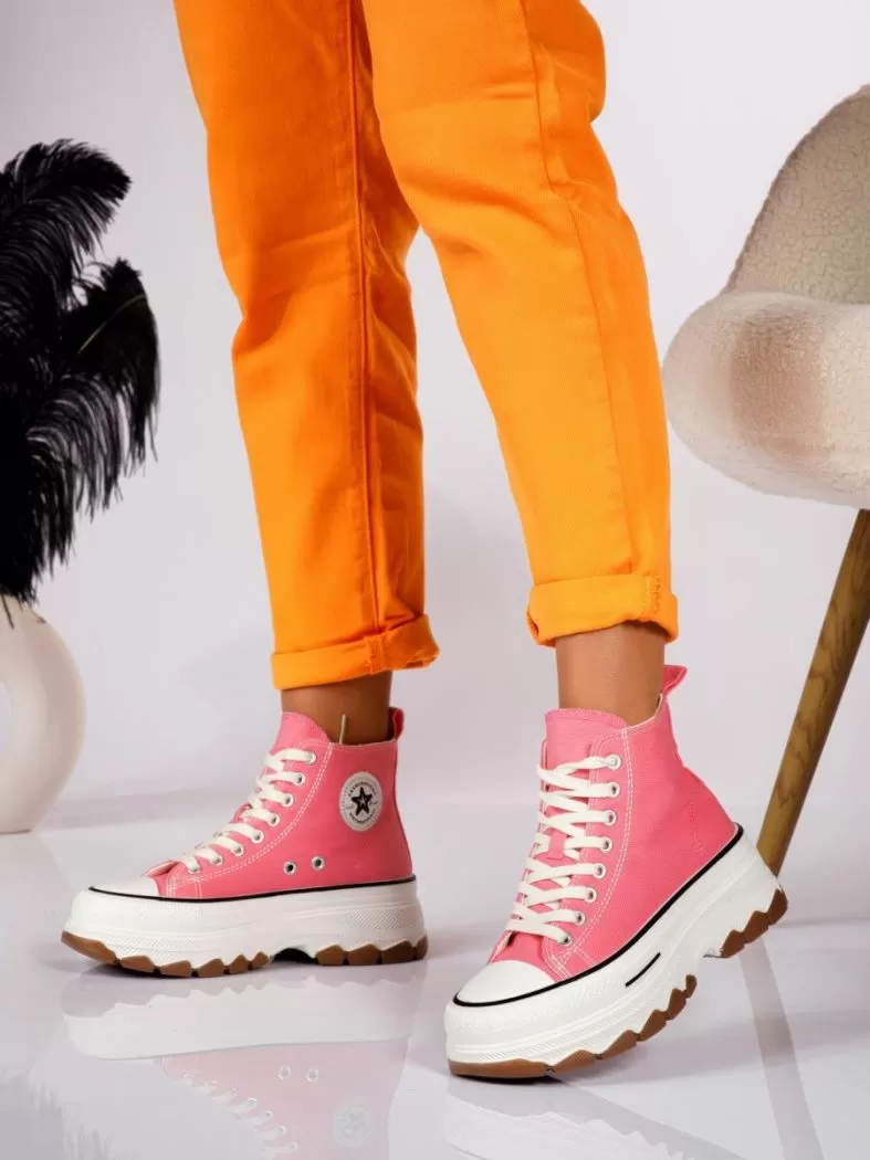 Adidasi dama roz din material textil Seline #24183